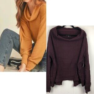 Free People Cowl Neck Sweaters in Plum